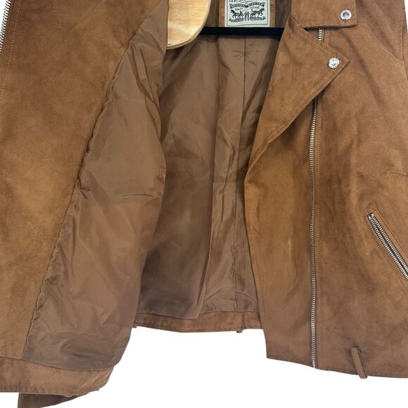 Levi's Faux Suede Full Zip Moto Biker‎ Jacket Coat Size 2X Plus Tab Shoulders - Picture 4 of 13